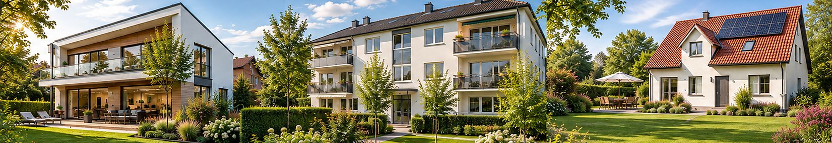 Verschiedene energieeffiziente Wohngebäude